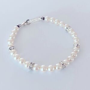 Vintage Napier Faux Pearl Rhinestone Bracelet